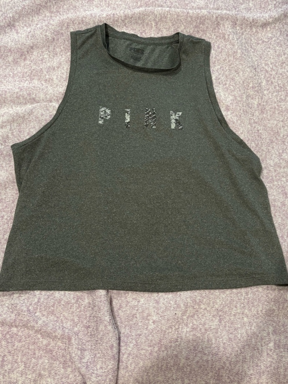 PINK Victoria's Secret Charcoal Gray Tank Top with Logo